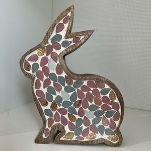 Mosaic Wood Easter Bunny Decor 8”